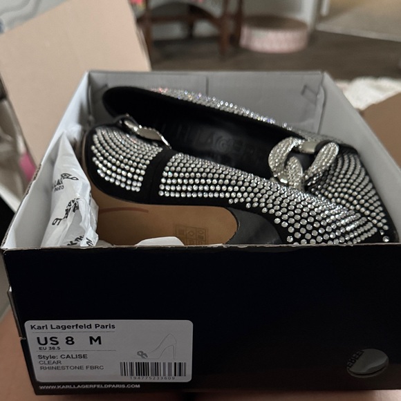 Karl Lagerfeld Silver Rhinestone Heels - Picture 2 of 3